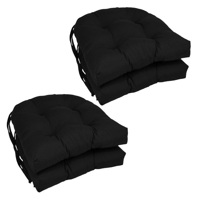16INCH TWILL ROUNDED BACK CHAIR CUSHION 4 COUNT PACK OF 1 BLACK