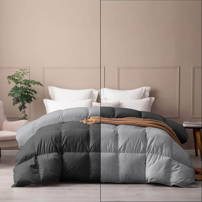 HEAVY WINTER 400 GSM COMFORTER FOR DOUBLE BED SIZE 90X100 HOTEL QUALITY DOWN ALTERNATIVE COMFORTER SOFT MICROFIBER FILL DUVETBLANKET DOUBLE BED DARK GREYSILVER GREY COLOR