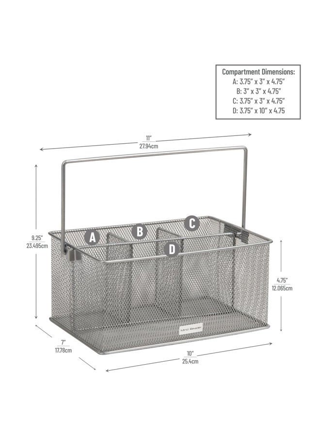 Mind Reader MESHBASKET-SIL Storage Basket Organizer, Utensil Holder, Forks, Spoons, Knives, Napkins, Perfect for Desk Supplies, Pencil, Pens, Silver - Image 3
