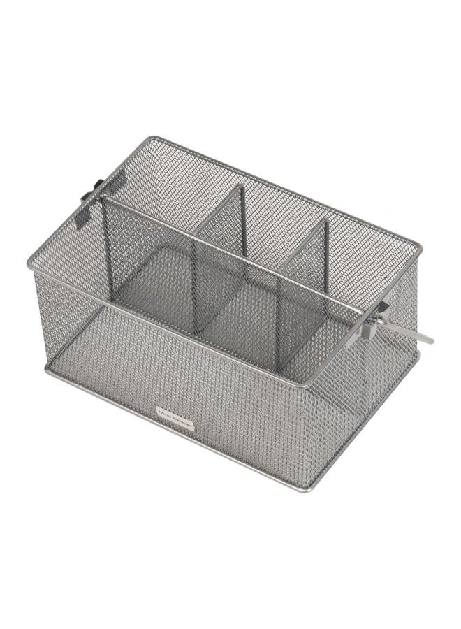 Mind Reader MESHBASKET-SIL Storage Basket Organizer, Utensil Holder, Forks, Spoons, Knives, Napkins, Perfect for Desk Supplies, Pencil, Pens, Silver - Image 5