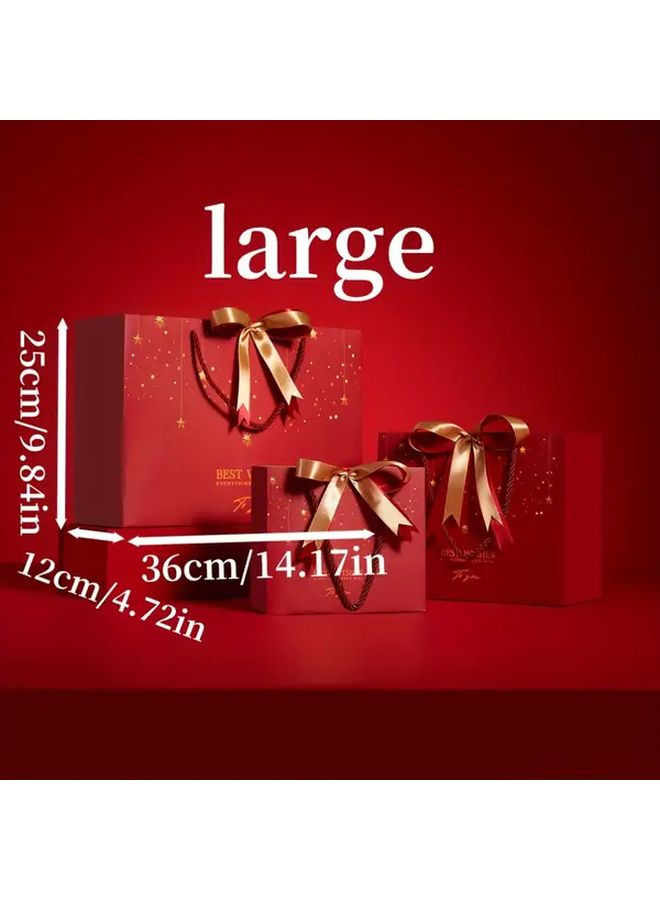 Red Small Star Gift Bag with Golden Bow Tote for Weddings Valentine Birthdays - Image 4