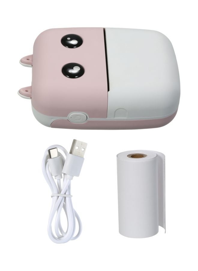 Wireless Pocket Printer With Printing Paper Roll And Charging Cable Pink/White - Image 1