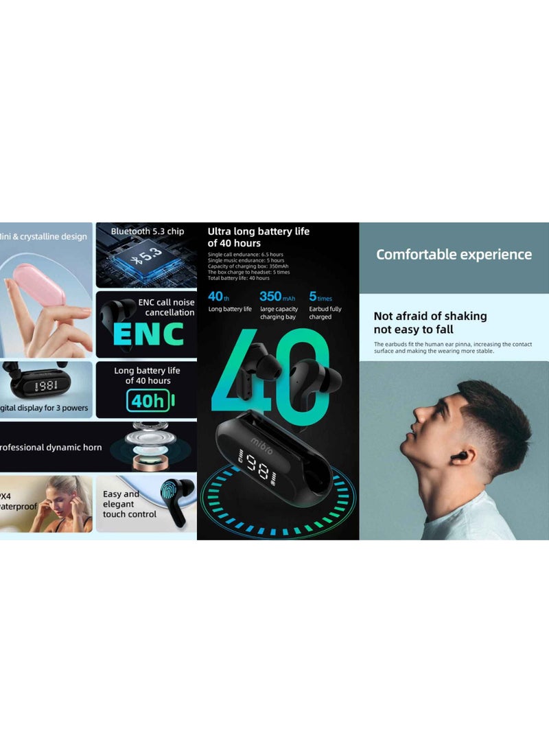 Mibro Earbuds 3 LED power display | 40-hour battery life | 320mAh charging case | Bluetooth 5.3 BLACK - Image 4