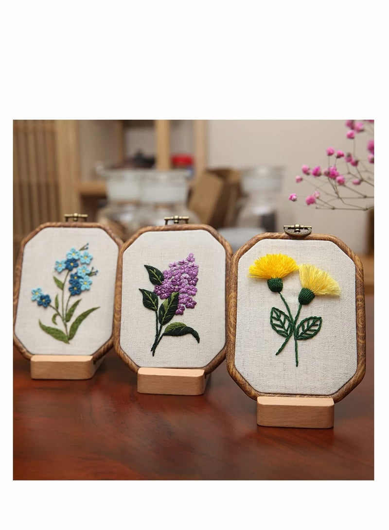3 Pack Embroidery Starter Kit with Pattern, Three-Dimensional Embroidery European-Style Flowers and Plants, Cross Stitch Kit Handmade Needlepoint Kits for Adults Beginners - Image 4