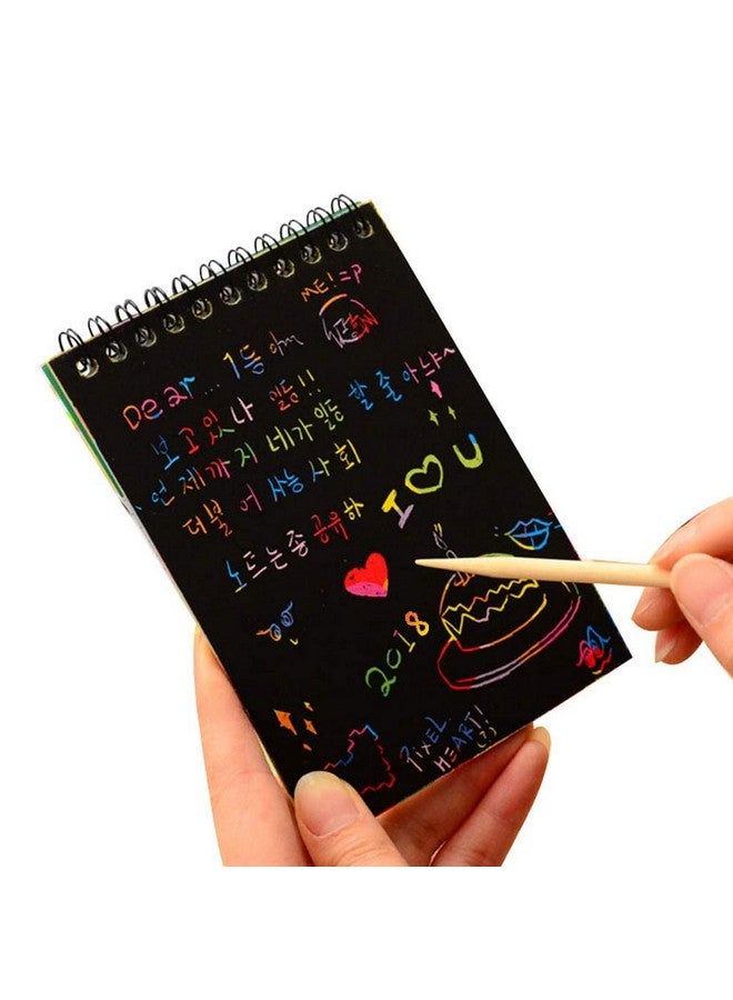 morel 6 Packs Rainbow Scratch Paper, Magic Scratch Art Painting Scratch & Sketch Art Note Pads with Wooden Stylus for Kids Have Fun and Creativity (14cm×10cm/5.5"×3.9", 4 Colors) - Image 5