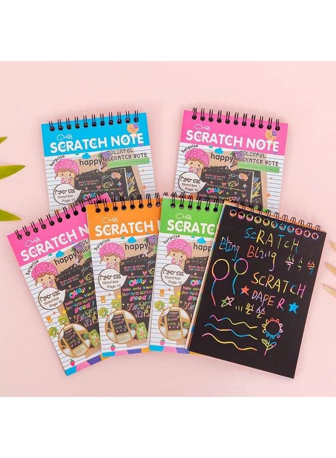 morel 6 Packs Rainbow Scratch Paper, Magic Scratch Art Painting Scratch & Sketch Art Note Pads with Wooden Stylus for Kids Have Fun and Creativity (14cm×10cm/5.5"×3.9", 4 Colors) - Image 2