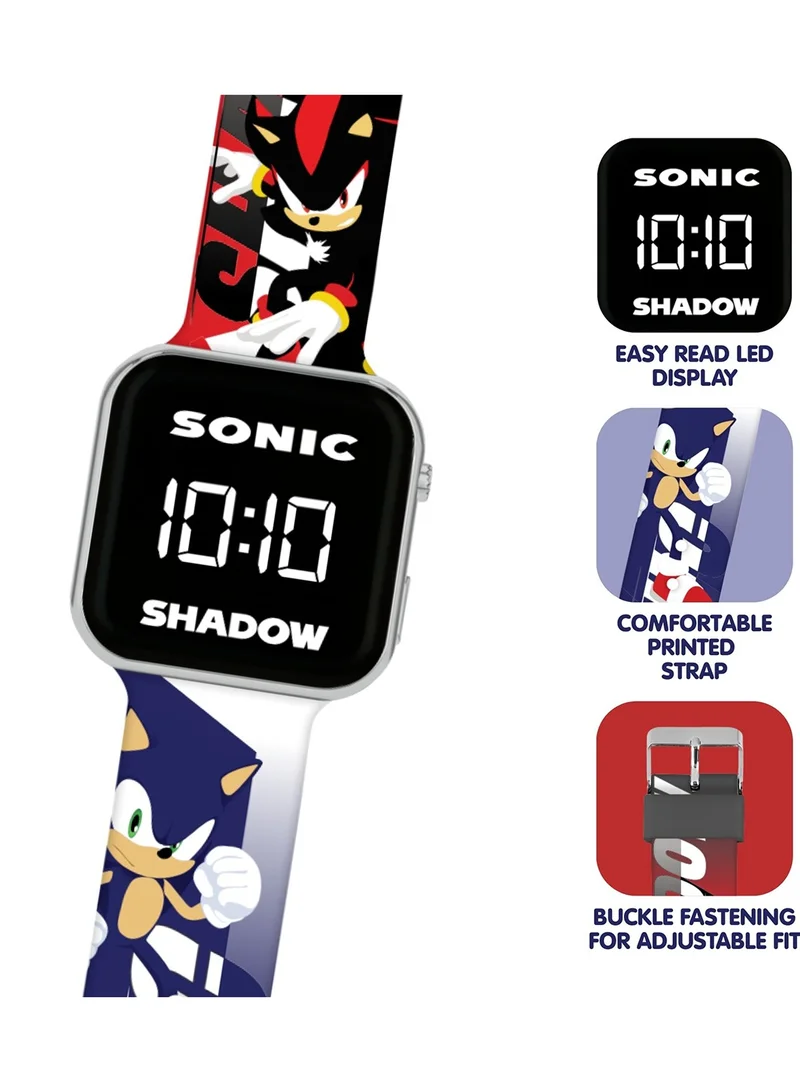 سونيك ذا هيدجهوج ساعة Sonic and Shadow the Hedgehog بشاشة LED مع سوار سيليكون بشخصية للأطفال - SNC4500M