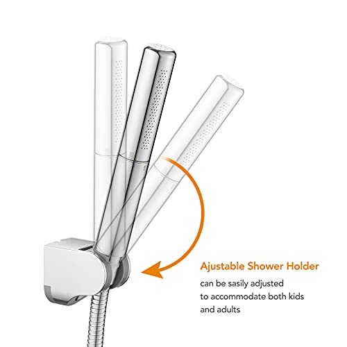 BESy Chrome Brass 2 In 1 Function Handheld Shower Head Set High Pressure 7 Inch Shower Head High Flow Hand Shower Wand with 59 Inch Hose, Bracket, Chrome Finish - Image 4