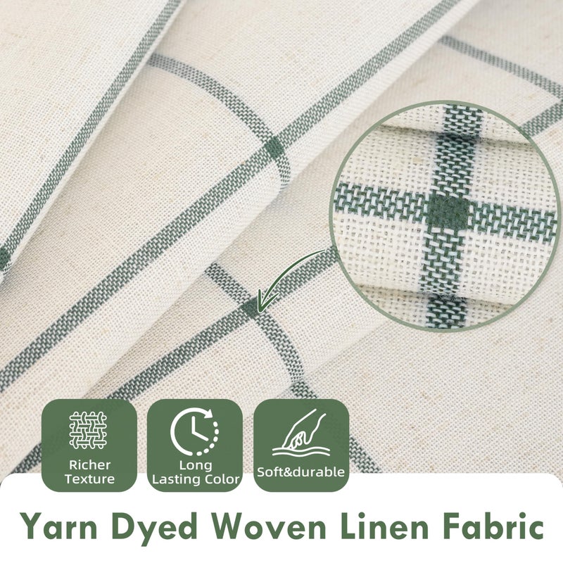 DriftAway 100% Blackout Windowpane Plaid Linen Curtains Double Layer Farmhouse Drapes 90 Inches Long for Living Room Bedroom Yarn Dyed Woven Thermal Insulated Rod Pocket Back Tab 2 Panels Loden Green - Image 3