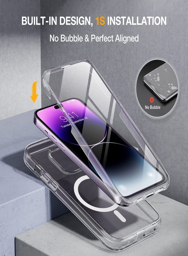 ميراكيس جراب Miracase Glass Series لهاتف iPhone 14 Pro Max مقاس 6.7 بوصة 【متوافق مع MagSafe】 جراب مقاوم للصدمات لهاتف iPhone 14 Pro Max مزود بواقي شاشة زجاجي مقوى مدمج بدرجة صلابة 9H (شفاف) - Image 2