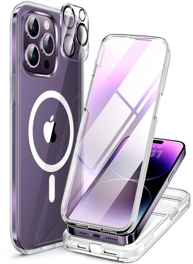 ميراكيس جراب Miracase Glass Series لهاتف iPhone 14 Pro Max مقاس 6.7 بوصة 【متوافق مع MagSafe】 جراب مقاوم للصدمات لهاتف iPhone 14 Pro Max مزود بواقي شاشة زجاجي مقوى مدمج بدرجة صلابة 9H (شفاف) - Image 1