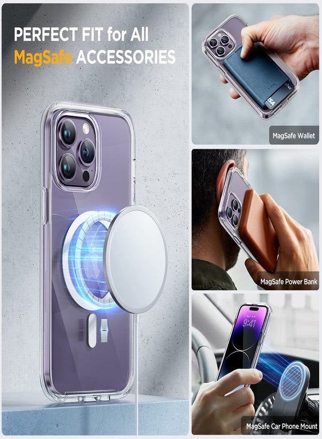 ميراكيس جراب Miracase Glass Series لهاتف iPhone 14 Pro Max مقاس 6.7 بوصة 【متوافق مع MagSafe】 جراب مقاوم للصدمات لهاتف iPhone 14 Pro Max مزود بواقي شاشة زجاجي مقوى مدمج بدرجة صلابة 9H (شفاف) - Image 5