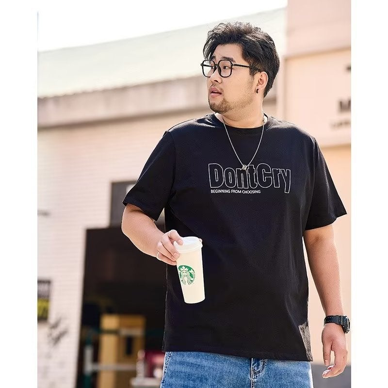 Plus size men's T-shirt Summer 2024 New Style fat brother casual loose plus size trendy handsome printed short sleeve - Image 2