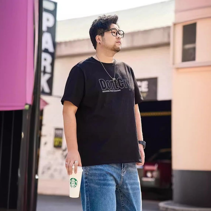 Plus size men's T-shirt Summer 2024 New Style fat brother casual loose plus size trendy handsome printed short sleeve - Image 4