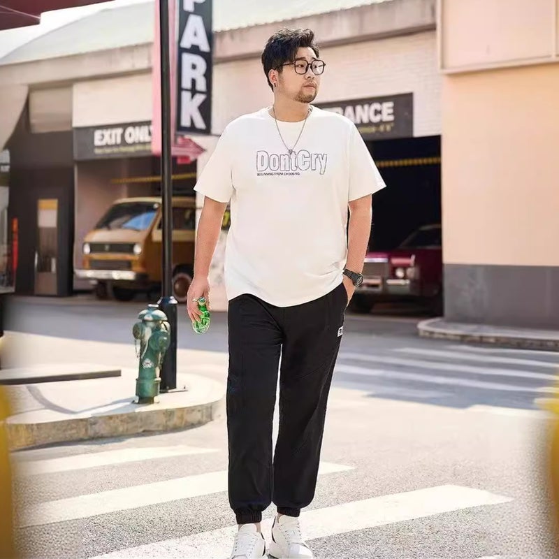 Plus size men's T-shirt Summer 2024 New Style fat brother casual loose plus size trendy handsome printed short sleeve - Image 1