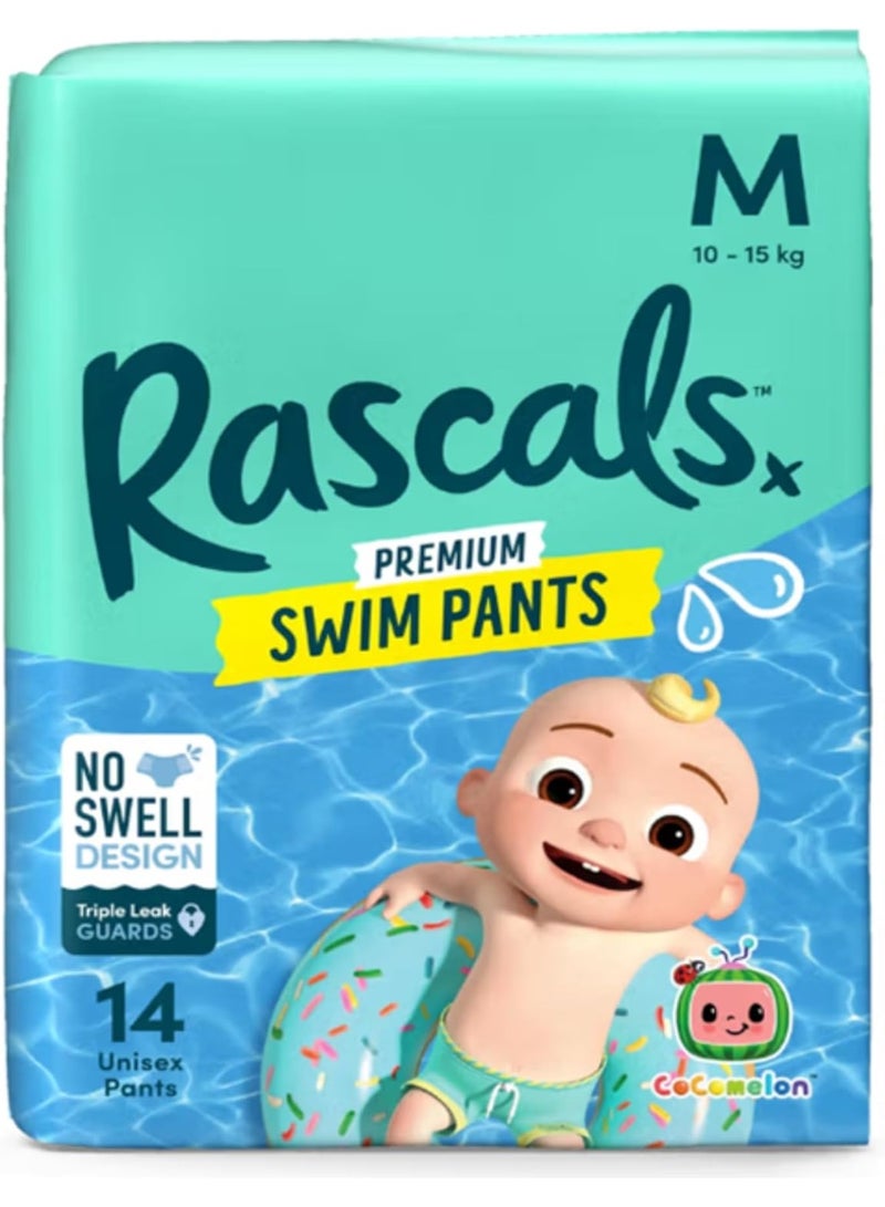 Rascals Premium Baby Swimming Diaper Pants - Advanced Leak Protection Swimming Diaper Pants For Little Swimmers - Extra Stretchy Waistband Swim Pants Size 4 (10-15 Kg) - Pack of 14 - Image 1