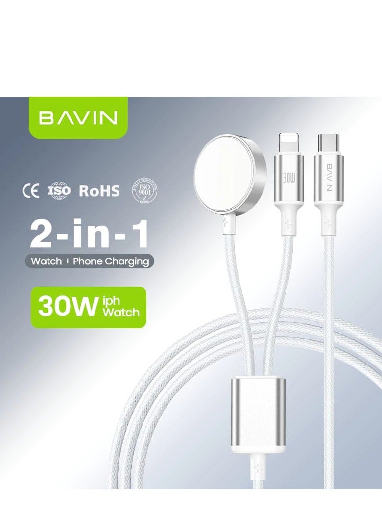 Bavin 2-in-1 Magnetic Wireless Charger for Smartwatches and iPhones, 30W Super Fast Charging - Image 1
