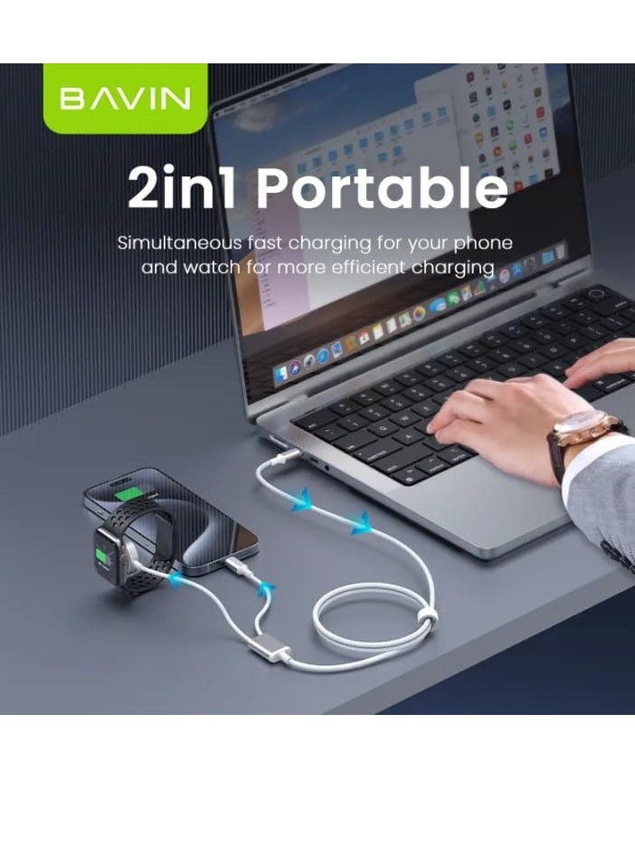 Bavin 2-in-1 Magnetic Wireless Charger for Smartwatches and iPhones, 30W Super Fast Charging - Image 5