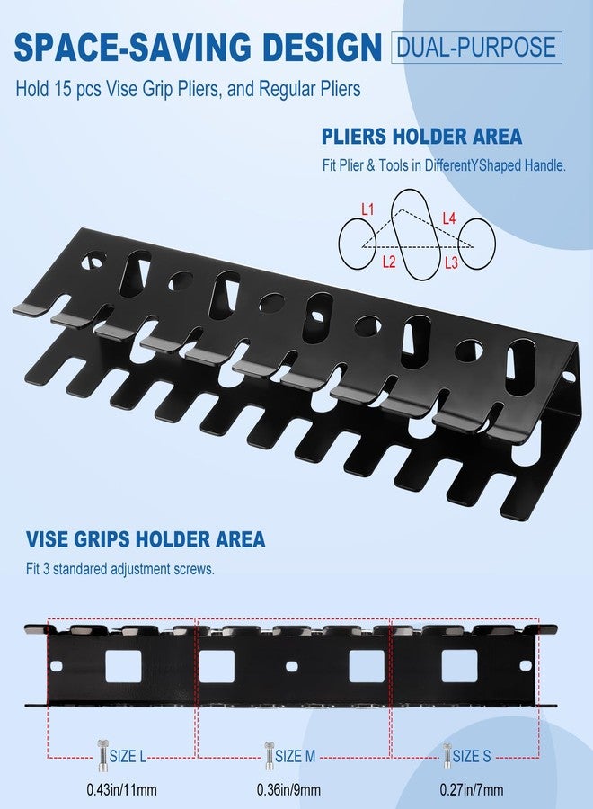 Shimeyao Vise Holder Rack Wall Mount Pliers Storage Clamp Rack Metal Air Tool Organizer for Workshop Garage Pegboard Fit Most of Vise or Small Tools Stores up to 10 Vises and 11 Pliers - Image 3