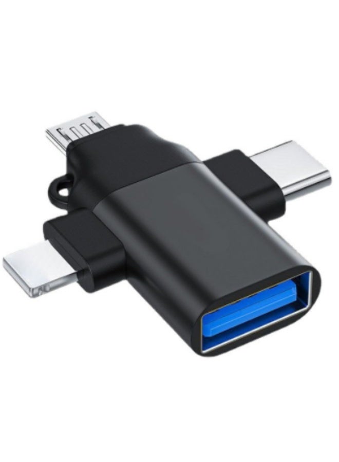 جروسي مُعدّل OTG ثلاثي الوظائف، مُعدّل من Lightning إلى USB، مُعدّل أنثوي من نوع C/مايكرو USB إلى USB، مُعدّل شحن سريع ونقل بيانات، متوافق مع الهواتف والحواسيب المكتبية وأجهزة الكمبيوتر المحمولة والشاشات الكاشفة والمشغلات - Image 1