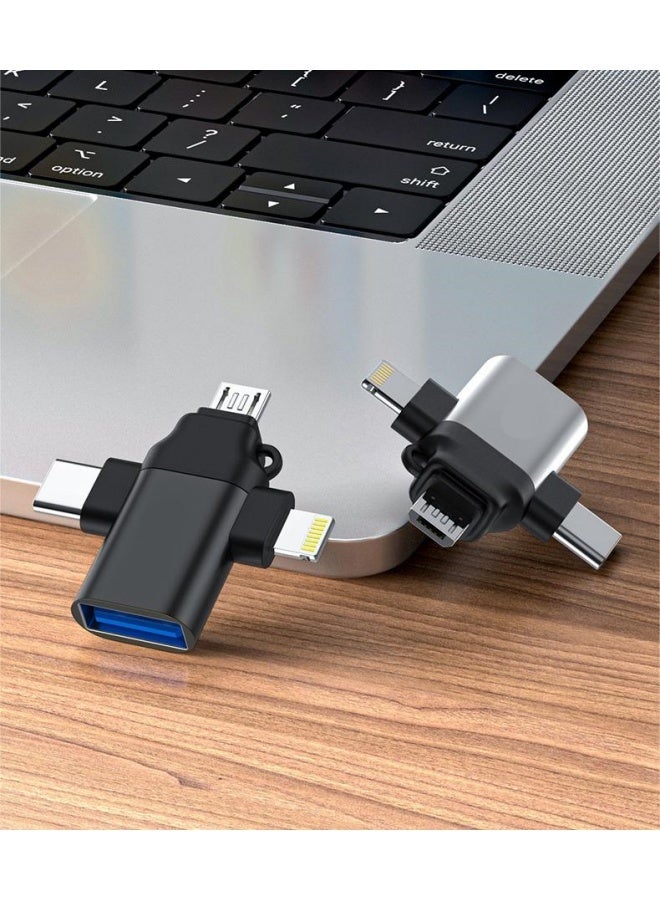 جروسي مُعدّل OTG ثلاثي الوظائف، مُعدّل من Lightning إلى USB، مُعدّل أنثوي من نوع C/مايكرو USB إلى USB، مُعدّل شحن سريع ونقل بيانات، متوافق مع الهواتف والحواسيب المكتبية وأجهزة الكمبيوتر المحمولة والشاشات الكاشفة والمشغلات - Image 4
