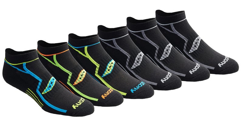 Saucony Men's Multi-Pack Bolt Performance Comfort Fit No-Show Socks, Black (6 Pairs), Shoe Size: 8-12 - Image 1