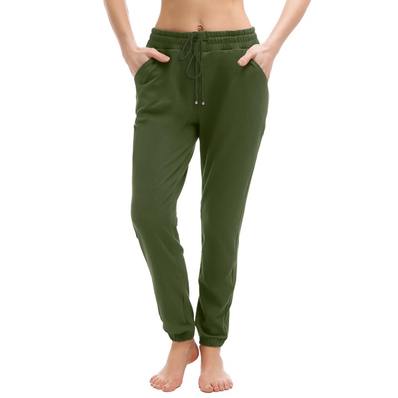Walifrey Womens Joggers with Pockets, Drawstring Sweatpants Women for Lounging Jogging Gym and Workout OliveGreen,1 Pack OliveGreen L - Image 1
