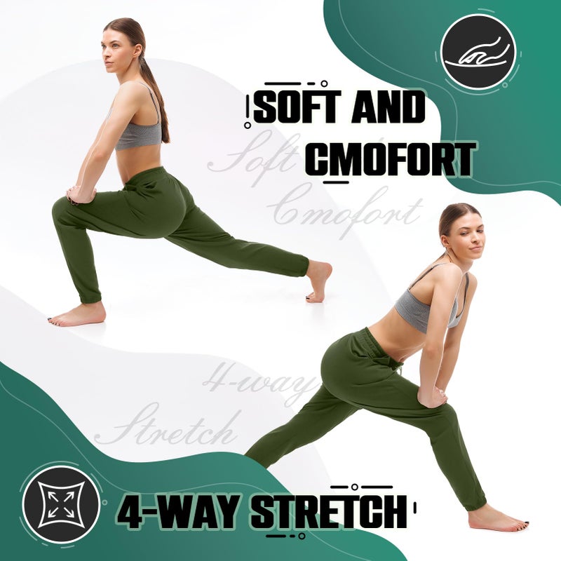 Walifrey Womens Joggers with Pockets, Drawstring Sweatpants Women for Lounging Jogging Gym and Workout OliveGreen,1 Pack OliveGreen L - Image 4