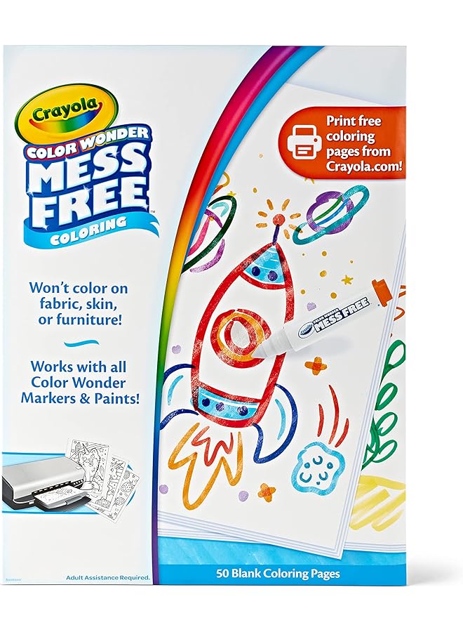 Crayola Color Wonder Mess Free Coloring Blank Coloring Pages 50 Count Printable Page Refill Set - Image 1