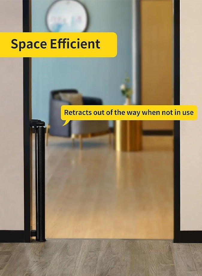 OHAHO Retractable Baby Gate Mesh Baby Gate or Mesh Dog Gate 88.5CM Tall Extends up to 150CM Wide Child Safety Gate for Doorways Stairs Hallways Indoor/Outdoor（Black 88.5x150cm) - Image 4