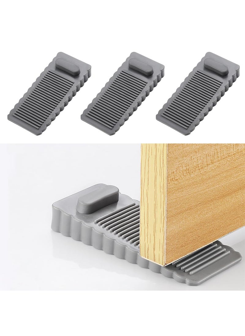 Fapiwen Door Stopper 3pcs Stackable NonSlip Door Stopper for Home Baby Safety Door Wedge Stopper Door Stop Stoppers Block Wedge Doorstops for Home Office Warehouses Classrooms Grey  - Image 1