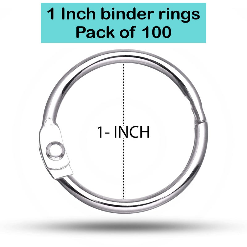 EXTRIC Loose Leaf Binder Rings 1 Inch, Metal Book Rings for Index Cards 100 Pack, Heavy Duty Nickel Plated Great for Flashcards, Home, School and Office - Image 2