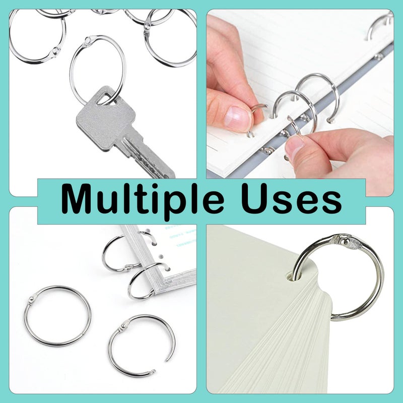 EXTRIC Loose Leaf Binder Rings 1 Inch, Metal Book Rings for Index Cards 100 Pack, Heavy Duty Nickel Plated Great for Flashcards, Home, School and Office - Image 4