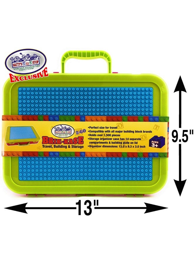 Matty's Toy Stop Matty's Toy Stop Brik-Kase 2-GO 13" Travel, Building, Storage & Organizer Container Case with Building Plate Lid (Holds Approx 1,500pcs) - Compatible with All Major Brands (Pink, Lime & Aqua)  - Image 5
