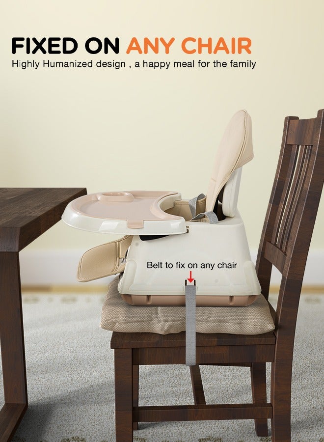 BAYBEE 4 In 1 Baby High Chair for kids With Adjustable Height, Footrest, Tray And Belt For 6 Months to 3 Years Beige - Image 4