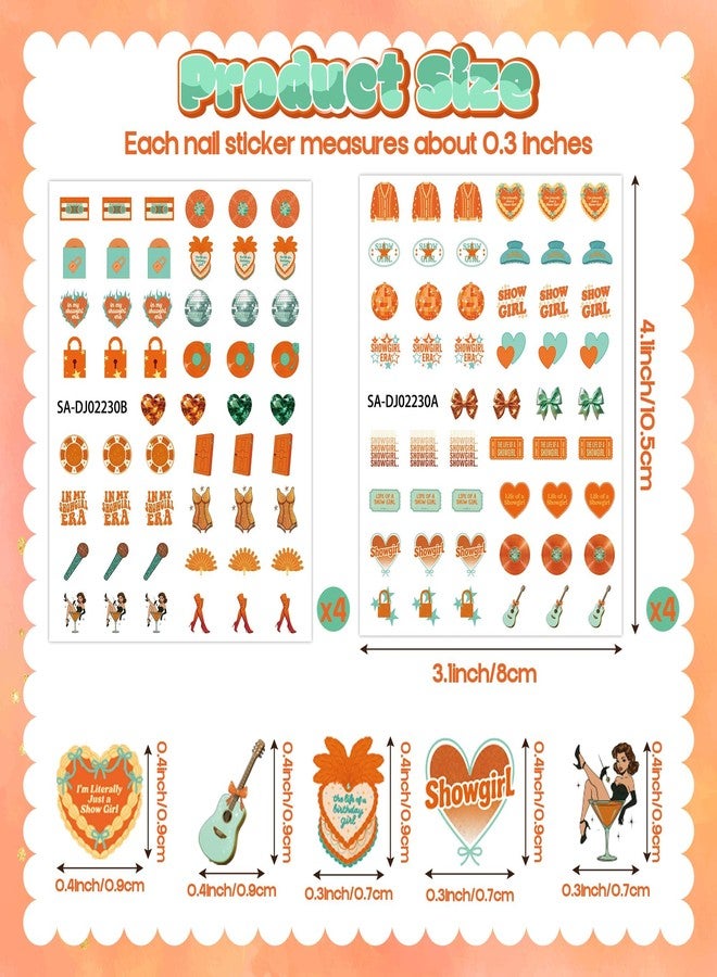 DJianrang 8Pcs Singer Inspired Nail Stickers 3D Self-Adhesive Colorful Summer DIY Nail Art Stickers with CD Guitar Bag Heart Bow Decals Supplies for Women Girls Acrylic Manicure Tips Decorations - Image 2