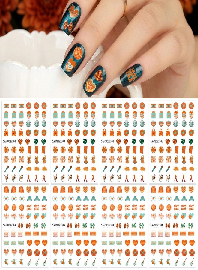 DJianrang 8Pcs Singer Inspired Nail Stickers 3D Self-Adhesive Colorful Summer DIY Nail Art Stickers with CD Guitar Bag Heart Bow Decals Supplies for Women Girls Acrylic Manicure Tips Decorations - Image 1
