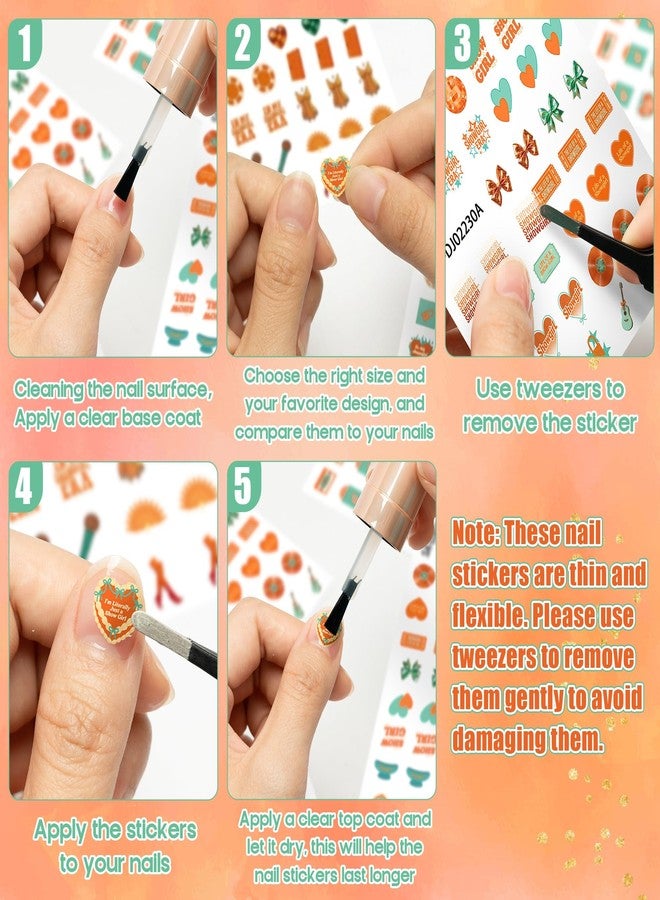 DJianrang 8Pcs Singer Inspired Nail Stickers 3D Self-Adhesive Colorful Summer DIY Nail Art Stickers with CD Guitar Bag Heart Bow Decals Supplies for Women Girls Acrylic Manicure Tips Decorations - Image 4