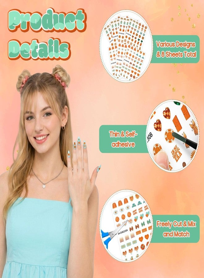 DJianrang 8Pcs Singer Inspired Nail Stickers 3D Self-Adhesive Colorful Summer DIY Nail Art Stickers with CD Guitar Bag Heart Bow Decals Supplies for Women Girls Acrylic Manicure Tips Decorations - Image 3