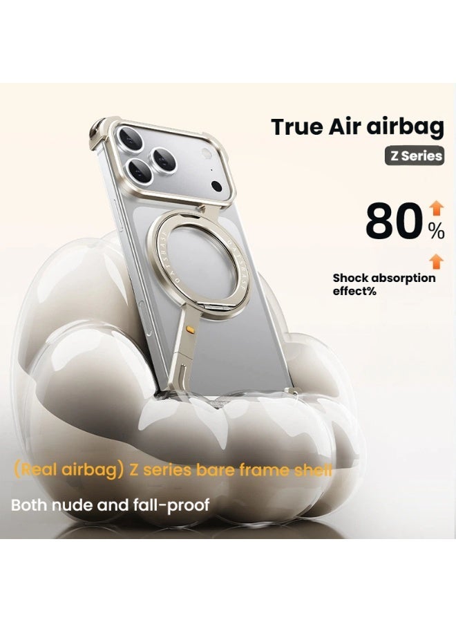 general Metal frame mobile phone case with magnetic bracket suitable for iPhone 17ProMax/17Pro - Image 2