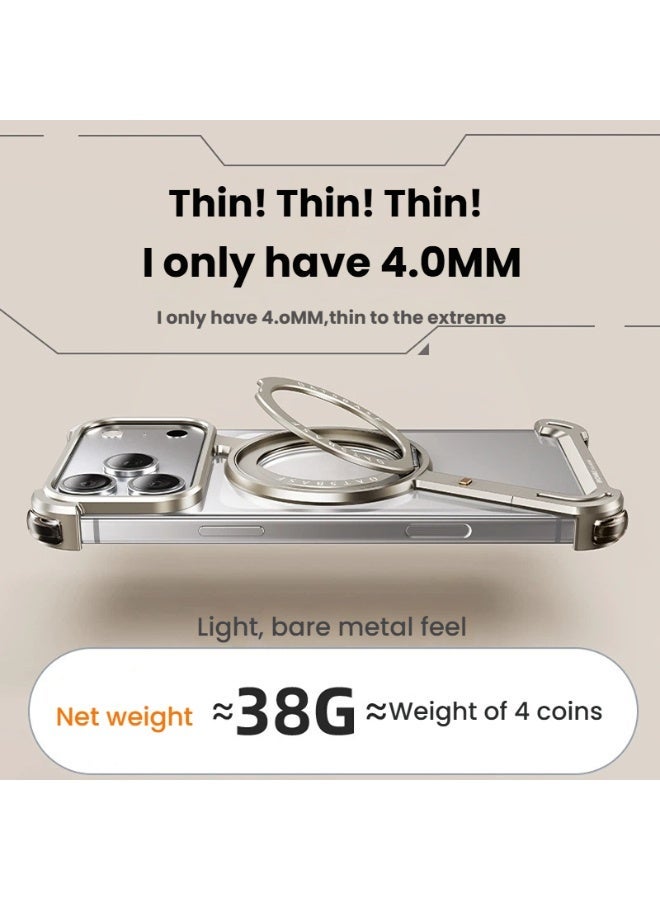 general Metal frame mobile phone case with magnetic bracket suitable for iPhone 17ProMax/17Pro - Image 3