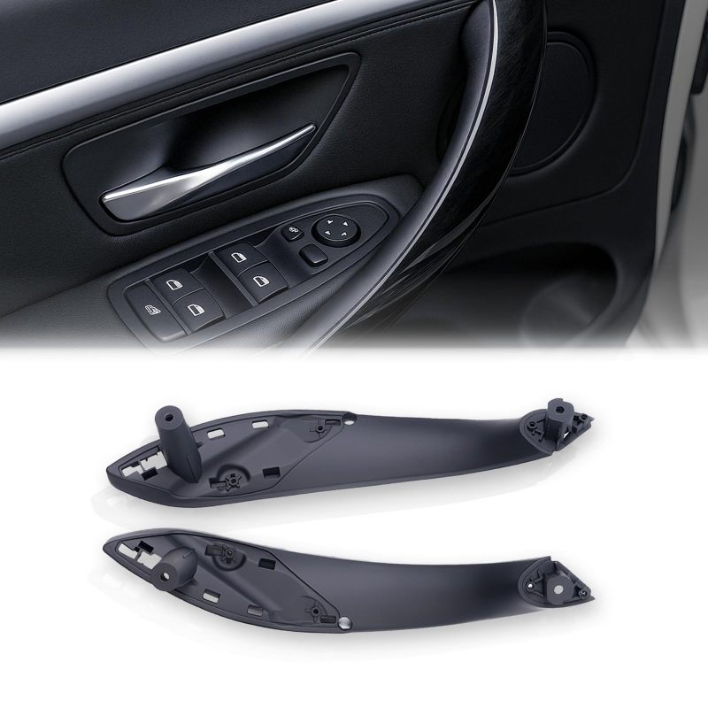 Interior Door Handle Trim: 2-Piece Black Matte ABS Direct Replacement - Scratch & UV-Resistant Handle Cover for BMW 3 Series (2012-2018) 4 Series (2014-2017) Front Cabin - Image 1