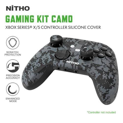 NiTHO Controller Cover Case for Xbox Series X/S, Anti-Slip Soft Silicone Protective Skin for Xbox Series X/S Controller with Thumb Grip Caps and Analog Mini-Stick Precision Rings - Camo - Image 2