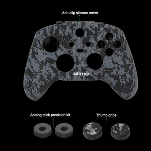 NiTHO Controller Cover Case for Xbox Series X/S, Anti-Slip Soft Silicone Protective Skin for Xbox Series X/S Controller with Thumb Grip Caps and Analog Mini-Stick Precision Rings - Camo - Image 3