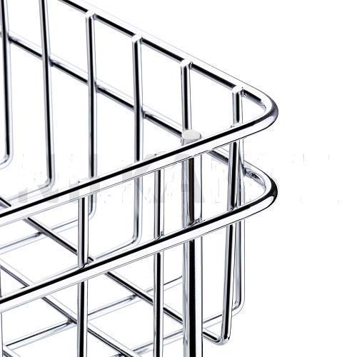 Drumil Rust Stainless Steel Wrought Iron Fruit and Vegetable and Spice Container Stand Basket TrolleyModern Kitchen Storage Steel Rack Triple Tiered Trolley Shelf Silver - Image 4