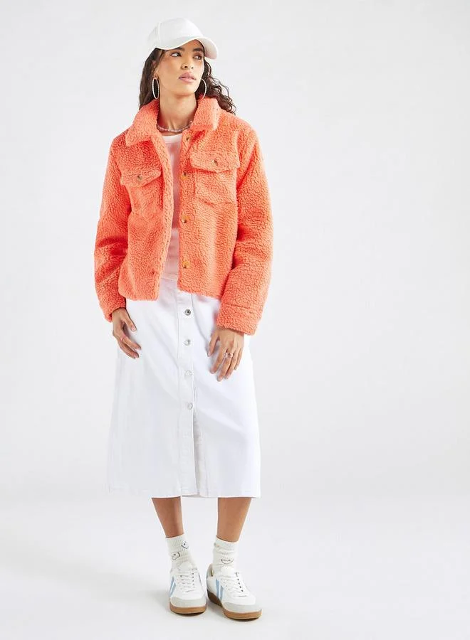 Splash FAV Textured Jacket with Long Sleeves and Pockets