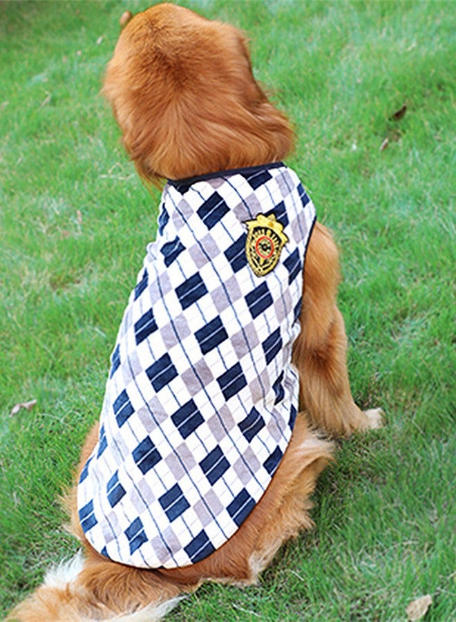 Loquat ملابس حيوانات أليفة إنجليزية من فانيلا دافئة ناعمة بتصميم ماسي أزرق - Image 2