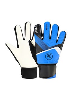 Best A Pair Kids Goalkeeper Gloves Finger Protection Latex Soccer Goalie Gloves Teenagers Breathable Sports Hand Protection and Collision Prevention Latex+PU Gloves 6# Blue/Black/Beige  - Image 1
