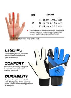 Best A Pair Kids Goalkeeper Gloves Finger Protection Latex Soccer Goalie Gloves Teenagers Breathable Sports Hand Protection and Collision Prevention Latex+PU Gloves 6# Blue/Black/Beige  - Image 5