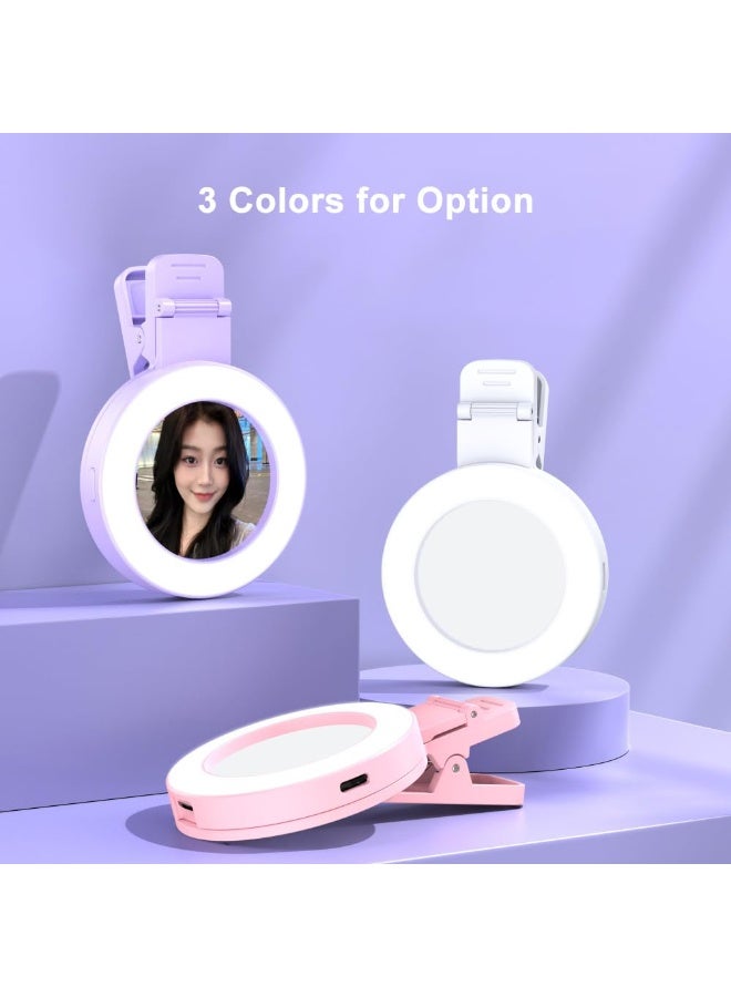 Bukela Clip-on Selfie Ring Light for Phone with Selfie Mirror 3 Light Modes 180° Rotatable Portable Selfie Fill Light Replacement for iPhone 15/14/13/12 Android Smartphone Vlog Live Streaming Make Up - Image 5